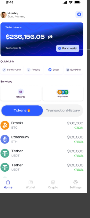 Globex Pay home screen