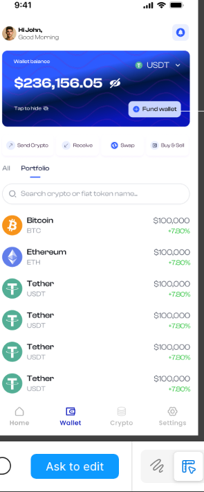 Globex Pay wallet screen
